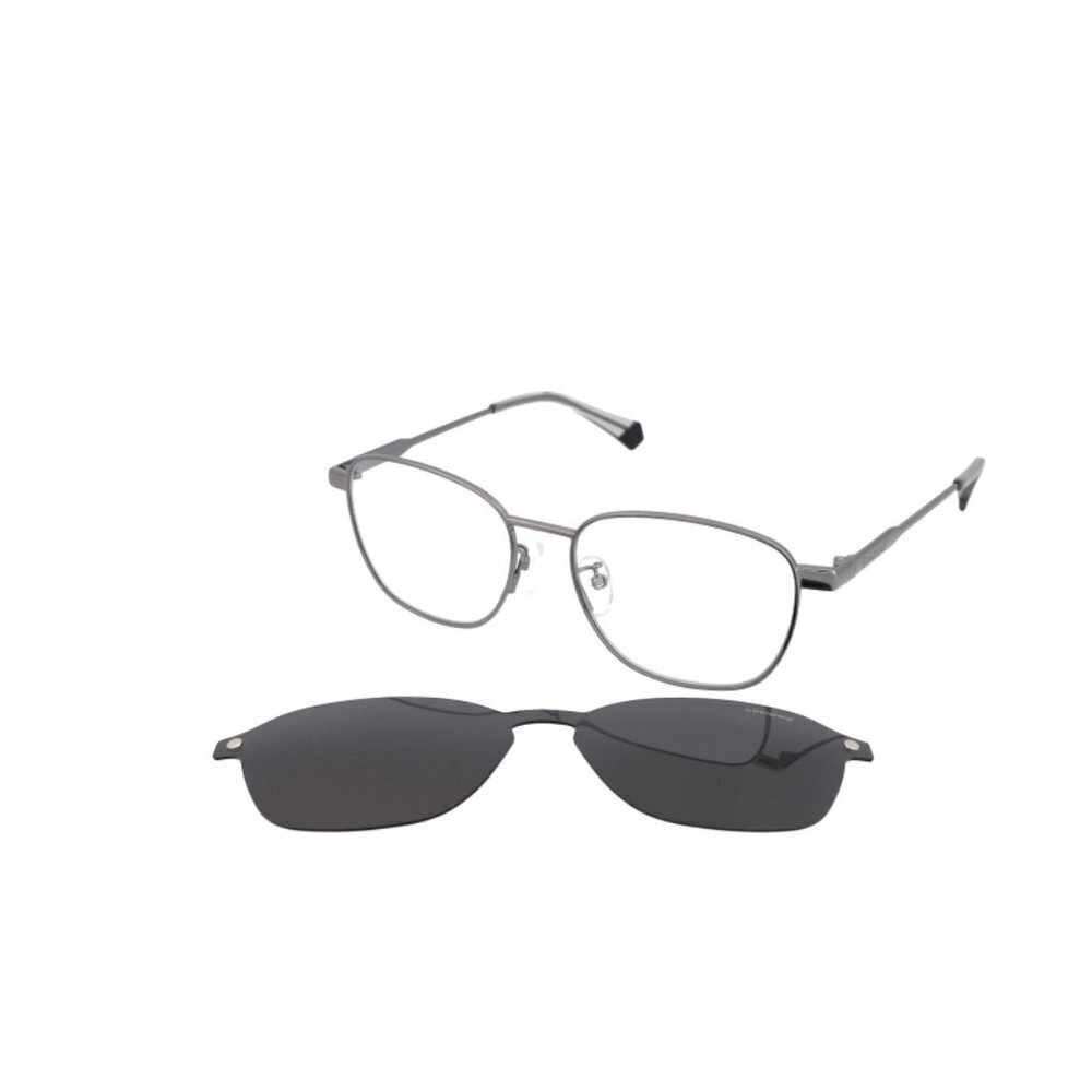 NWOT Polaroid gunmetal charcoal grey glasses with magnetic clip on lenses